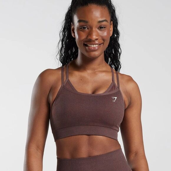 Gymshark ADAPT FLECK SEAMLESS SPORTS BRA Medium Support Chocolate BrownSmall Nwt - Picture 1 of 7